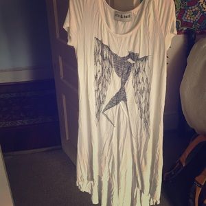 Off White Long White Cropped Shirt