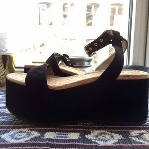 Sam Edelman black suede platform sandal