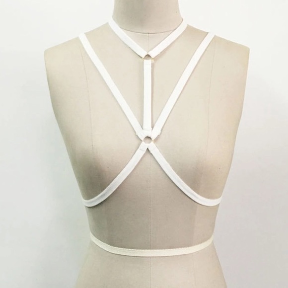 White Strappy Harness Bra - Picture 2 of 3