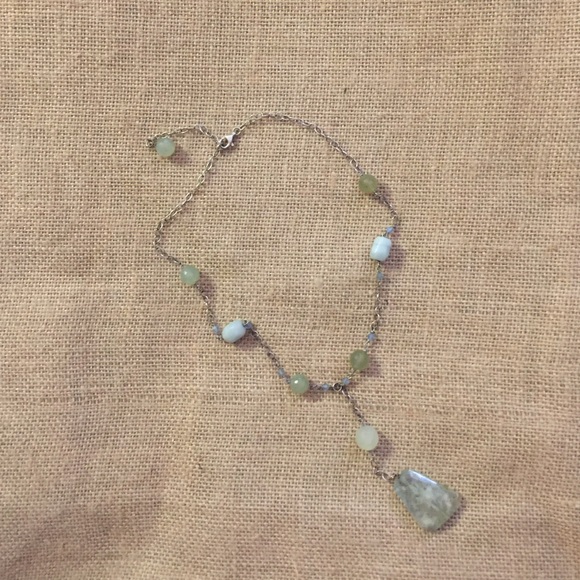 NWT 925 Hand wired Jade Gemstone drop necklace