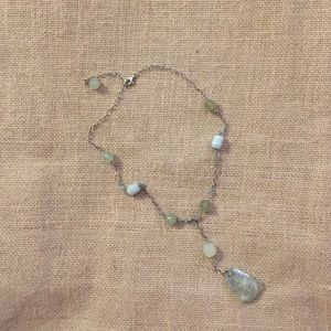 NWT 925 Hand wired Jade Gemstone drop necklace