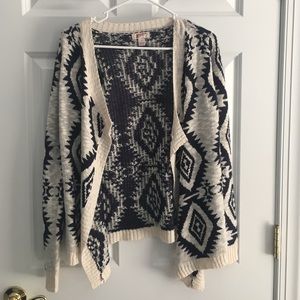 Aztec printed open sweater