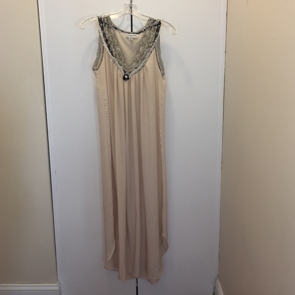 CHRISTIAN DIOR cream/blk polka dot nightgown