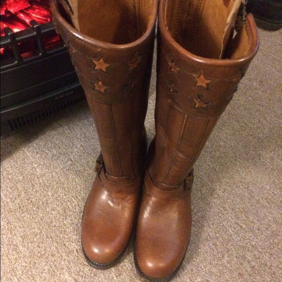 Brown frye knee boots