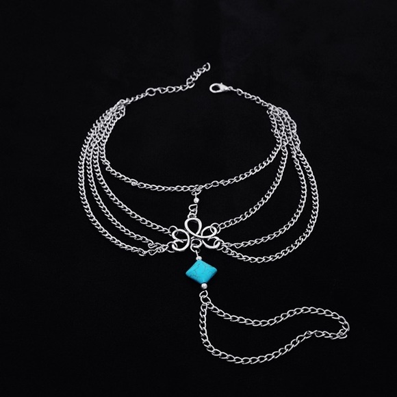 ❤️MAKE AN OFFER❤️ Silver Blue Stone Boho Anklet - Picture 2 of 3