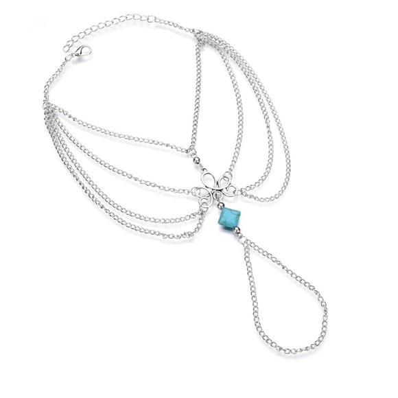 ❤️MAKE AN OFFER❤️ Silver Blue Stone Boho Anklet - Picture 3 of 3
