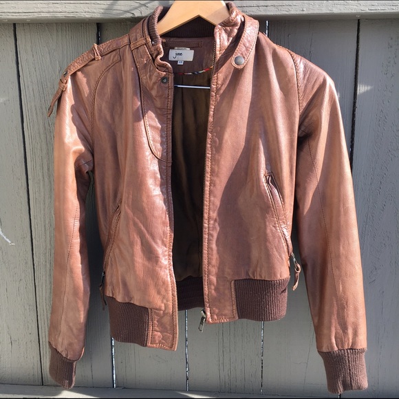 JUNE XS brown leather moto jacket