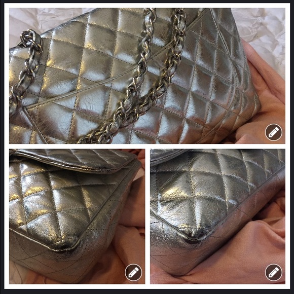 SOLD!! Auth Chanel 2.55 Jumbo Metallic Flap - Picture 4 of 8