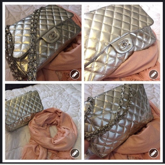 SOLD!! Auth Chanel 2.55 Jumbo Metallic Flap - Picture 3 of 8
