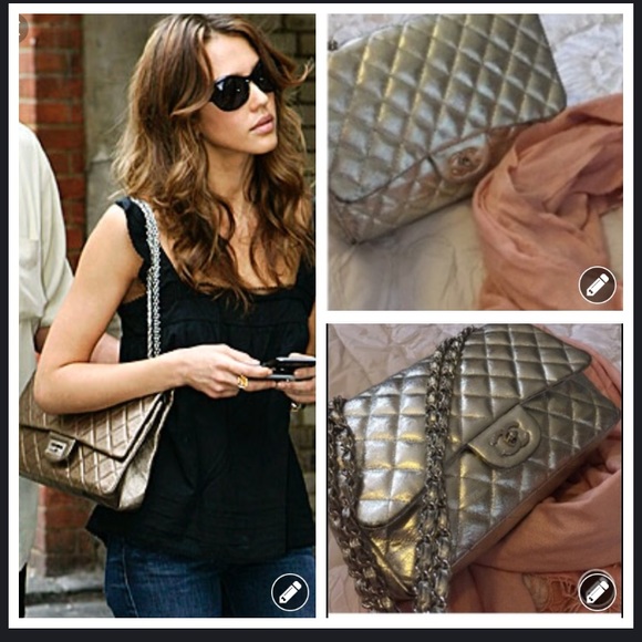 SOLD!! Auth Chanel 2.55 Jumbo Metallic Flap - Picture 2 of 8