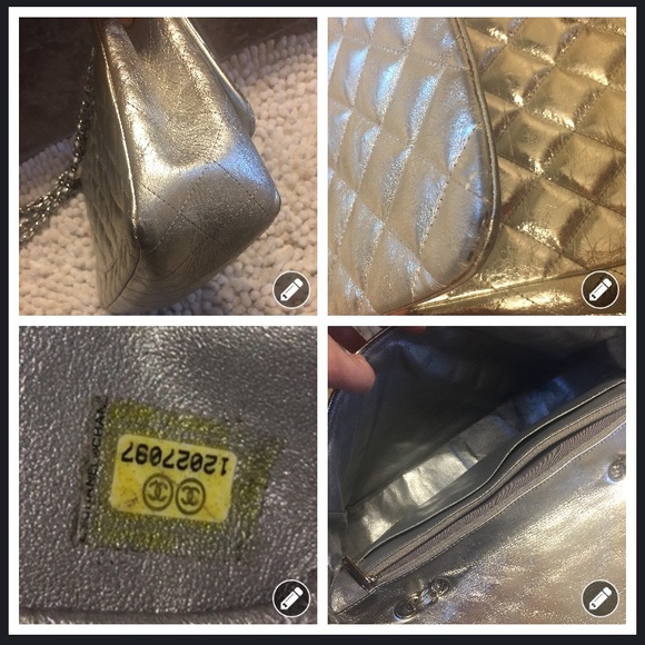 SOLD!! Auth Chanel 2.55 Jumbo Metallic Flap - Picture 5 of 8