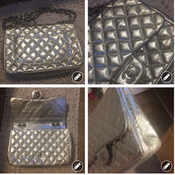 SOLD!! Auth Chanel 2.55 Jumbo Metallic Flap - Picture 6 of 8