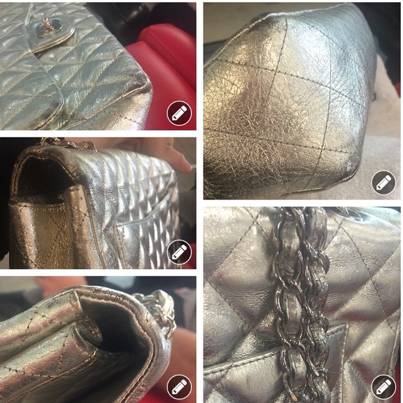 SOLD!! Auth Chanel 2.55 Jumbo Metallic Flap - Picture 7 of 8