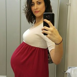 Pink Blush floor length maternity dress. Small