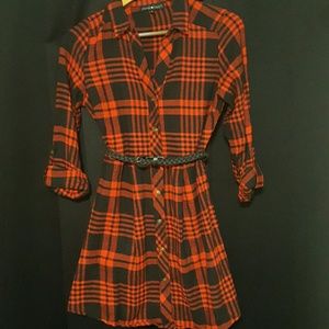 Plaid, Long Sleeved Dress