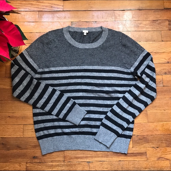 J. Crew gray and black striped sweater! Size XL.