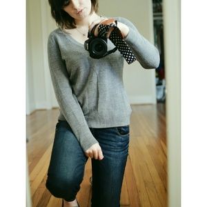 New York & Company Grey V-neck Sweater
