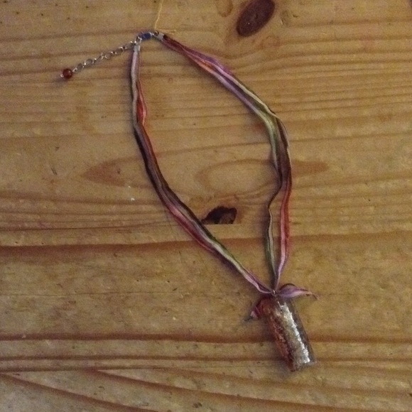 🆕16" 925 Multi-colored Necklace w Glass Pendant