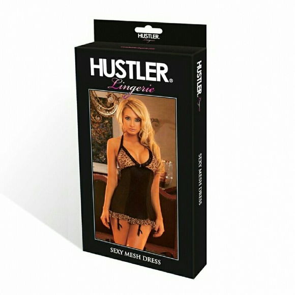 Hustler Lingeries Leopard Mesh Garter Set. - Picture 3 of 3