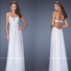 Backless Sexy La Femme Prom Dress White 19745