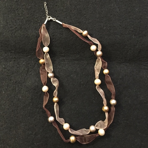 NWT 925 Ribbon Pearl necklace