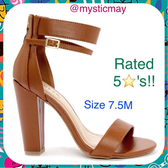 Bamboo Shoes - BAMBOO Chestnut Brown Double Strap Sandal Heels