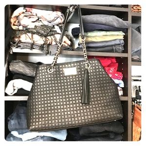 Calvin Kline cushion black leather bag w dust bag