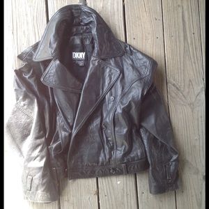 DKNY Vintage 90's Leather Moto Jacket