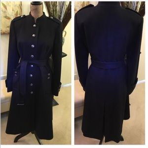 Full Length Wool Coat (Navy Blue)