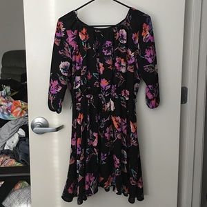 Black floral print dress