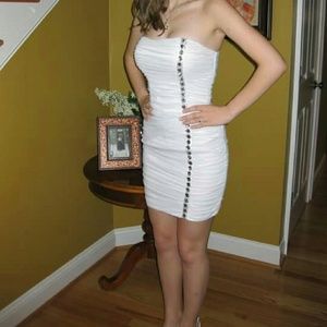 Bebe White Jeweled Dress