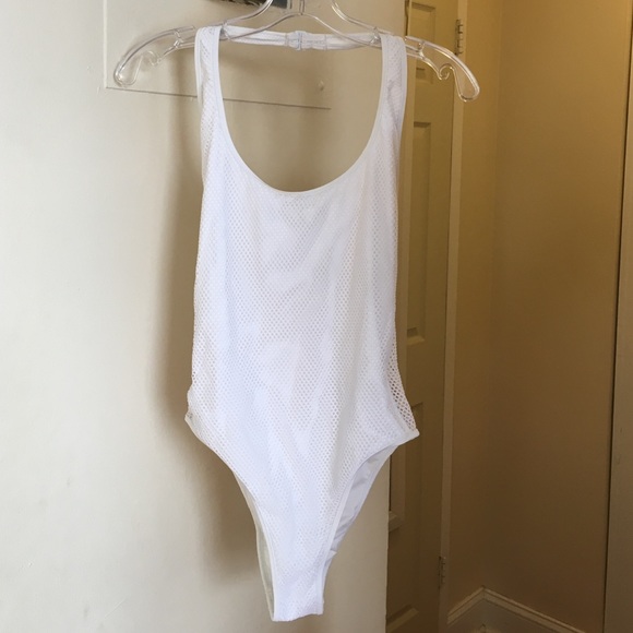 VICTORIA'S SECRET white mesh halter bathing suit