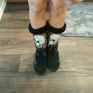 Ed hardy by Christian  Audigier fuzzy boots