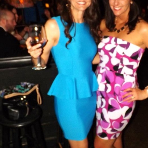 Topshop blue scuba peplum dress