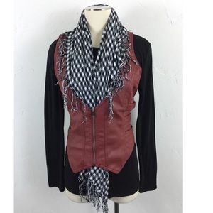 Red Faux Leather Women's Vest
