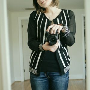 B&W Striped Cardigan