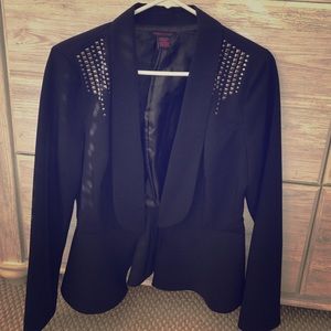 Black blazer with accent studs on the shoulders