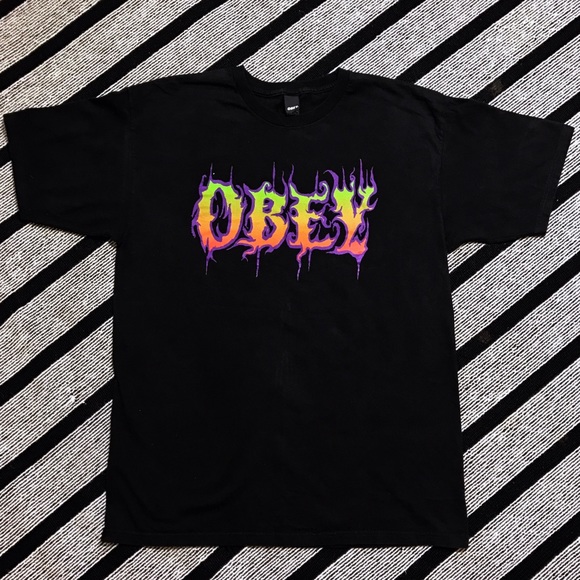 Men's Black Obey Short Sleeve Tee (L)