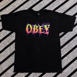 Men's Black Obey Short Sleeve Tee (L)
