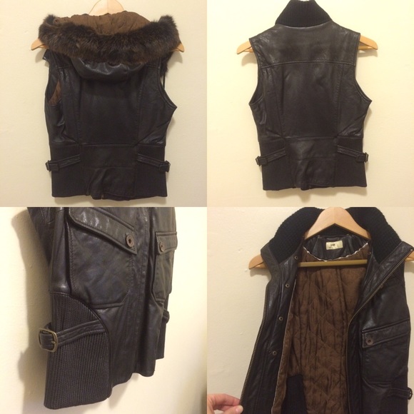 Leather vest with removable hood - Picture 3 of 3