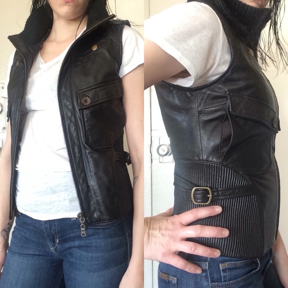 Leather vest with removable hood - Picture 2 of 3