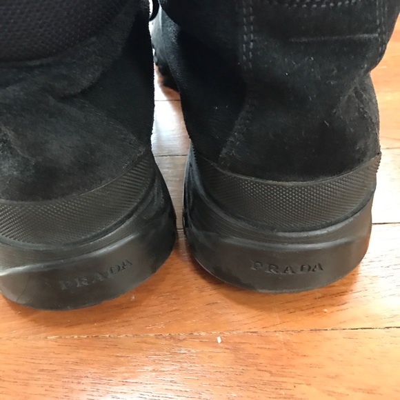 Prada Black Suede Hiking Boots