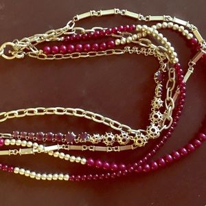 Versatile convertible gold and red necklace