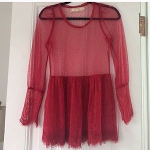 Like New Red Lace Peplum