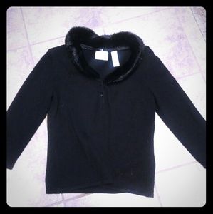 NWOT Black Faux Fur Trim Sweater