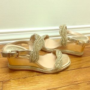 Gorgeous gold sling back wedges