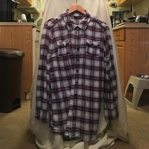 Black plaid button up blouse