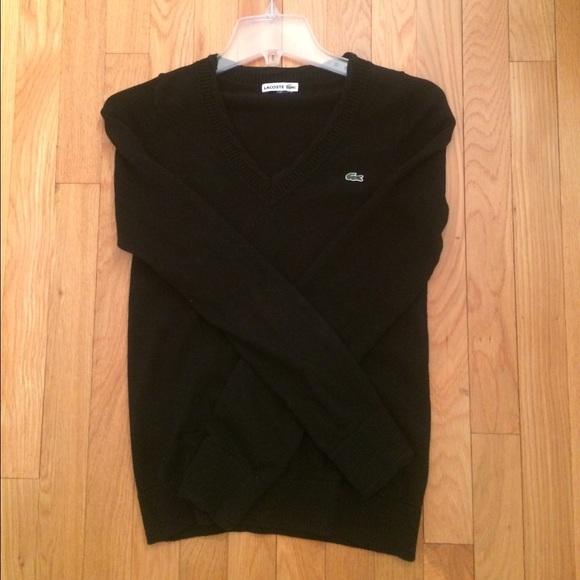 Lacoste v-neck sweater in black