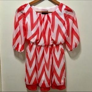 Orange and white chevron dress