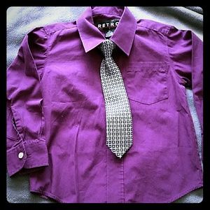 Boys dress shirt and clip on tie